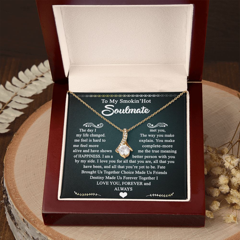 To My Smokin Hot Soulmate Necklace - Wife Gifts From Husband To My Wife Necklace, Gift for Her Romantic, Girlfriend Gifts Necklace for Wife from Men Includes Message Card and Gift Box 3 Alluring Beauty Necklace