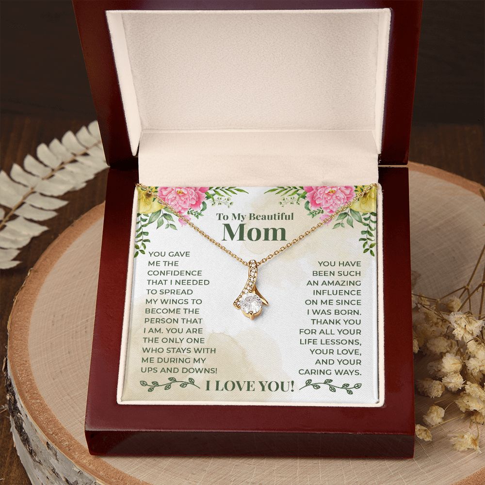 Mom Necklace Gifts for Mom from Daughter to Mom Gifts for Mothers Day from Daughter, To My Mom Necklace from Daughter to Mom Birthday Gifts Necklace with Message Card and Gift Box22 Alluring Beauty Necklace