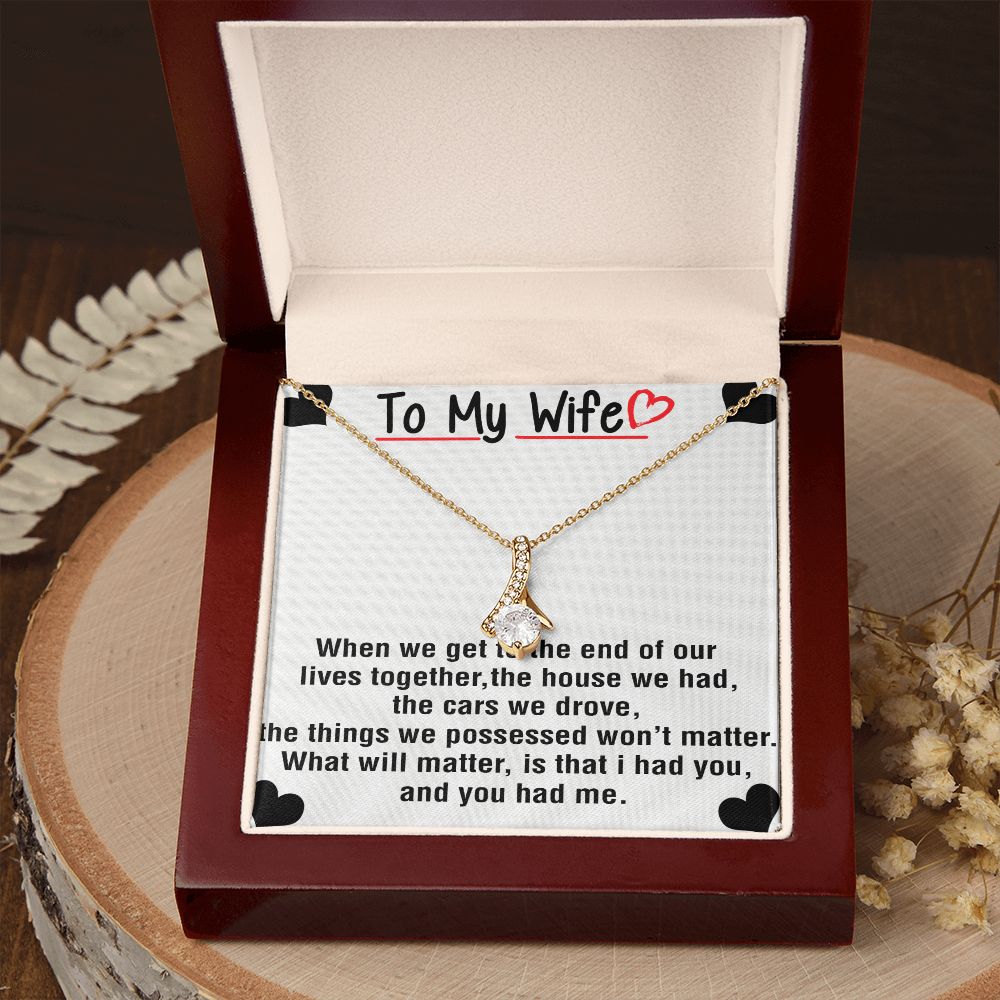 To My Wife Necklace from Husband, Personalized Necklace for Women, Luxury Necklace for Wife from Man Men, Wedding Anniversary Present For Wife, Beautiful Wife Jewelry Christmas Birthday Gift For Wife25 Alluring Beauty Necklace