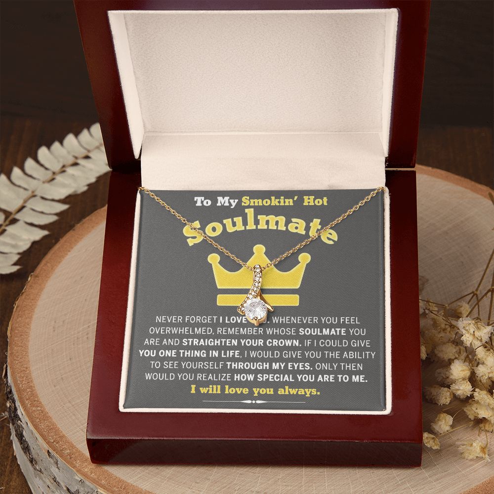 To My Soulmate Necklace for Women Birthday Valentines Day Jewelry Gifts For My Wife with Message Card Box Personalized Gift Present Pendant for Future Wife Soulmate Girlfriend Love 8 Alluring Beauty Necklace