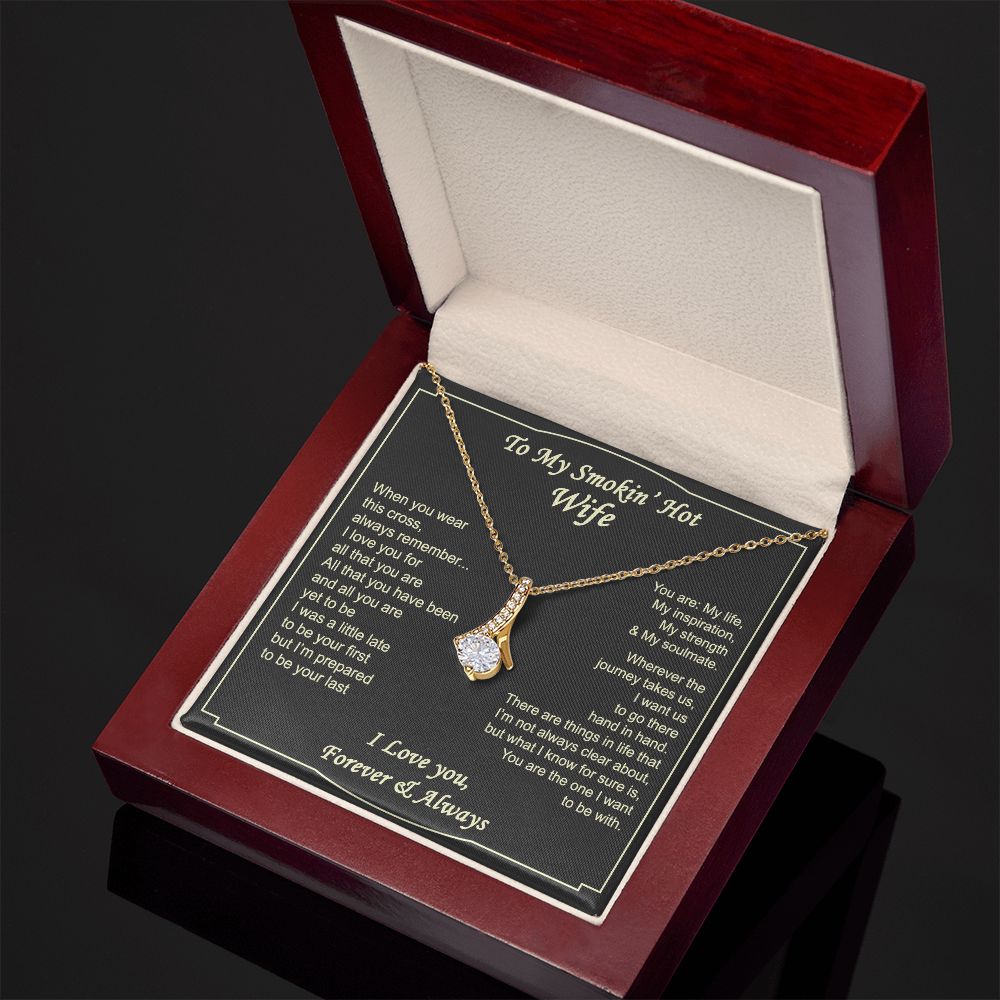 To My Smokin Hot Wife Necklace, Wedding Anniversary Jewelry For Women, Necklace For Wife from Husband, Gifts For Wife Birthday Gifts Necklace, Jewelry With Message Card In A Gift Box2 Alluring Beauty Necklace