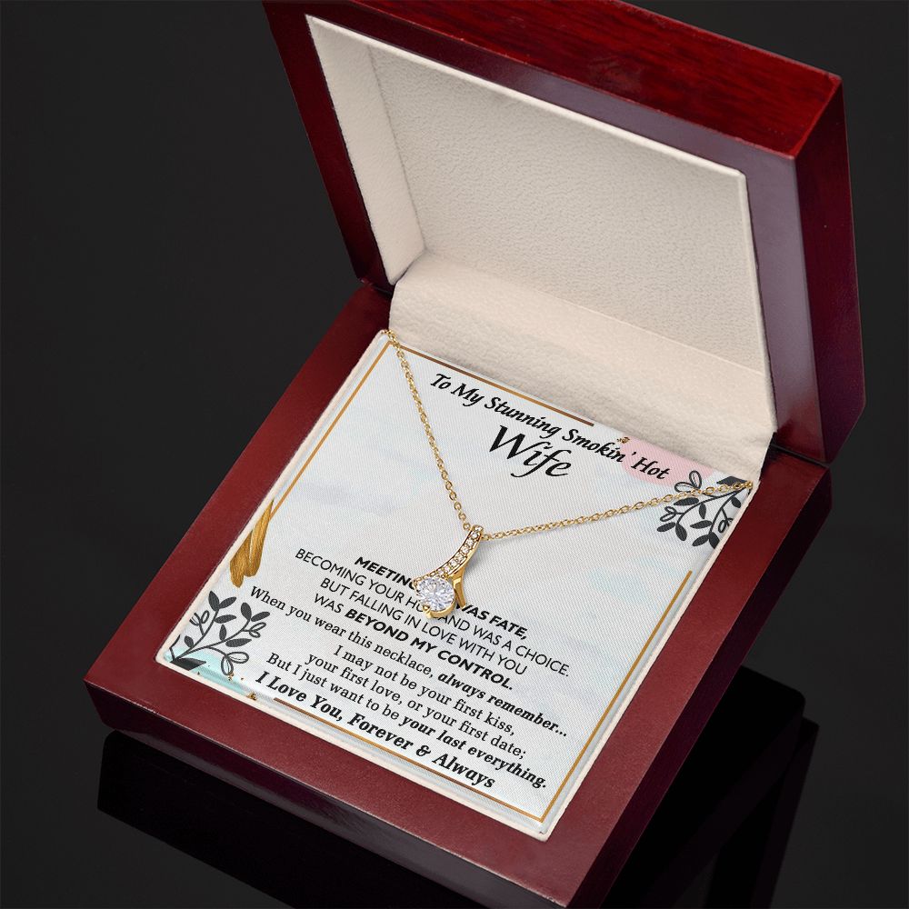 To My Smokin Hot Wife Necklace, Wedding Anniversary Jewelry For Women, Necklace For Wife from Husband, Gifts For Wife Birthday Gifts Necklace, Jewelry With Message Card In A Gift Box Alluring Beauty Necklace