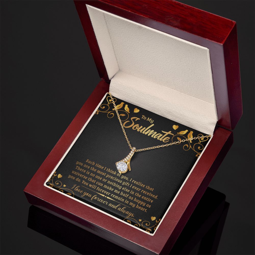 To My Soulmate Necklace for Women Birthday Christmas Jewelry Gifts For My Wife with Message Card Box Personalized Gift Present Pendant for Future Wife Soulmate Girlfriend Love 19 Alluring Beauty Necklace