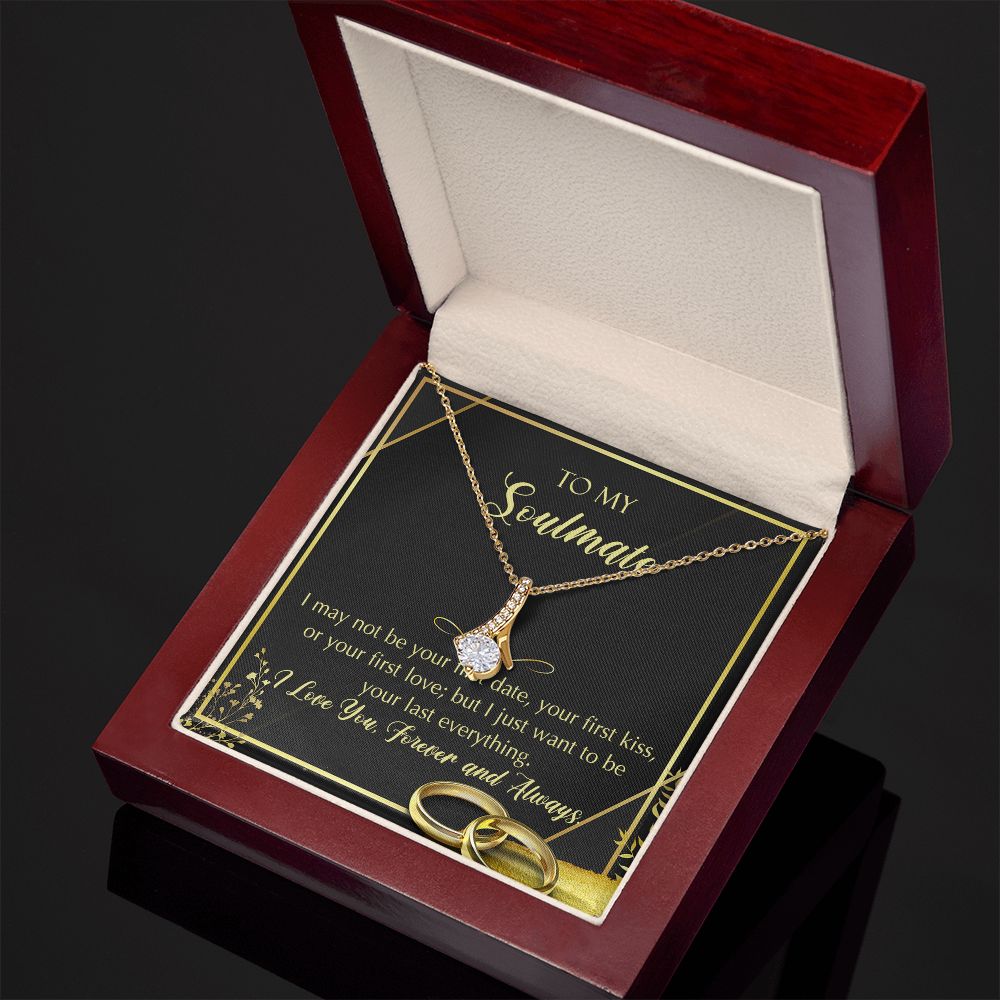 To My Soulmate Necklace for Women Birthday Christmas Jewelry Gifts For My Wife with Message Card Box Personalized Gift Present Pendant for Future Wife Soulmate Girlfriend Love 28 Alluring Beauty Necklace