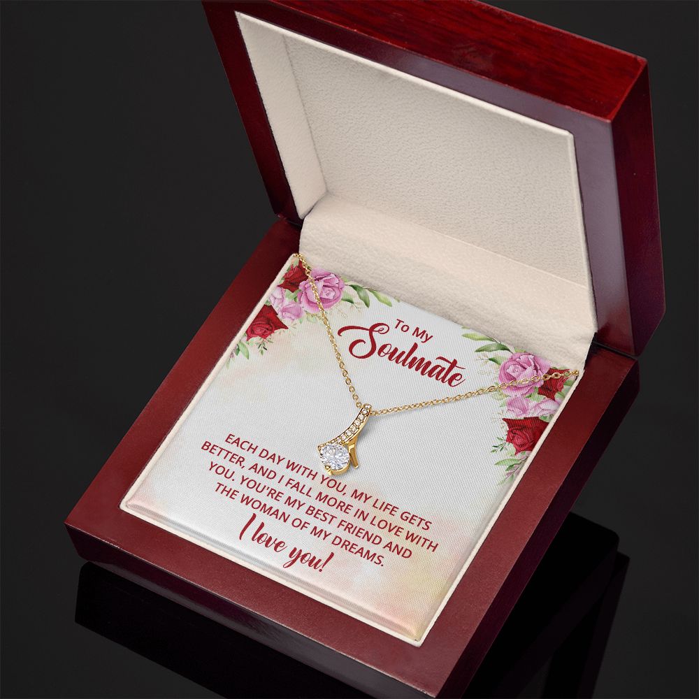 To My Soulmate Necklace for Women Birthday Christmas Jewelry Gifts For My Wife with Message Card Box Personalized Gift Present Pendant for Future Wife Soulmate Girlfriend Love 11 Alluring Beauty Necklace