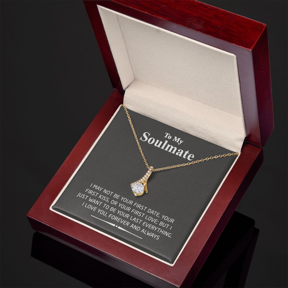 To My Soulmate Necklace for Women Birthday Valentines Day Jewelry Gifts For My Wife with Message Card Box Personalized Gift Present Pendant for Future Wife Soulmate Girlfriend Love 2 Alluring Beauty Necklace