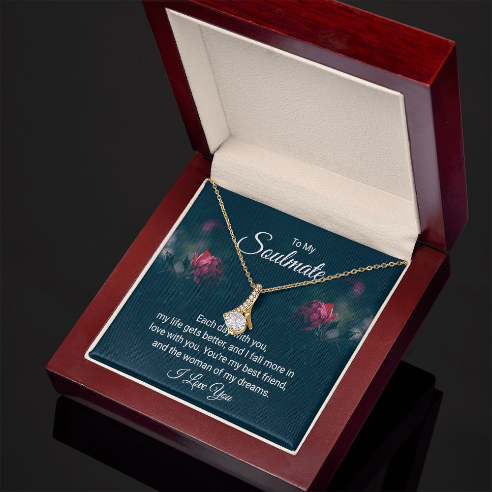 To My Soulmate Necklace for Women Birthday Christmas Jewelry Gifts For My Wife with Message Card Box Personalized Gift Present Pendant for Future Wife Soulmate Girlfriend Love 20 Alluring Beauty Necklace