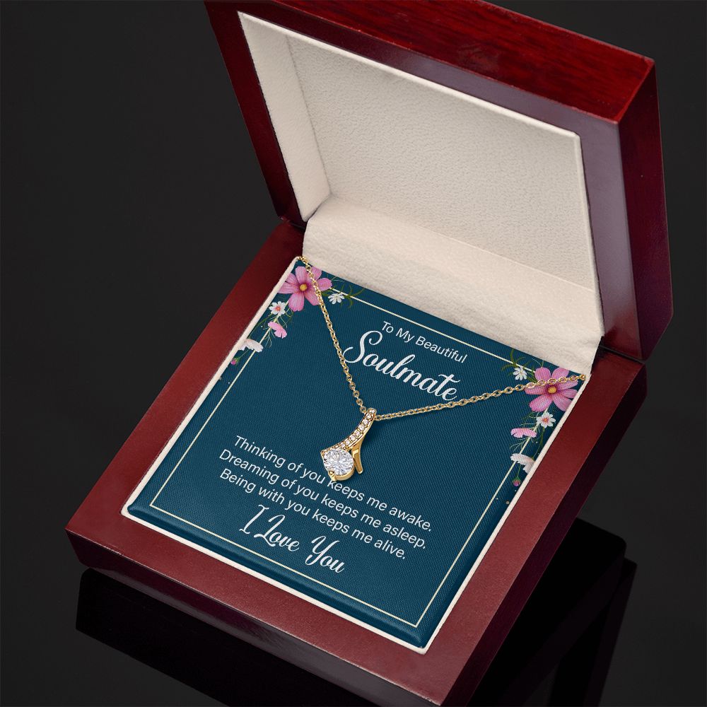 To My Soulmate Necklace for Women Birthday Christmas Jewelry Gifts For My Wife with Message Card Box Personalized Gift Present Pendant for Future Wife Soulmate Girlfriend Love 13 Alluring Beauty Necklace