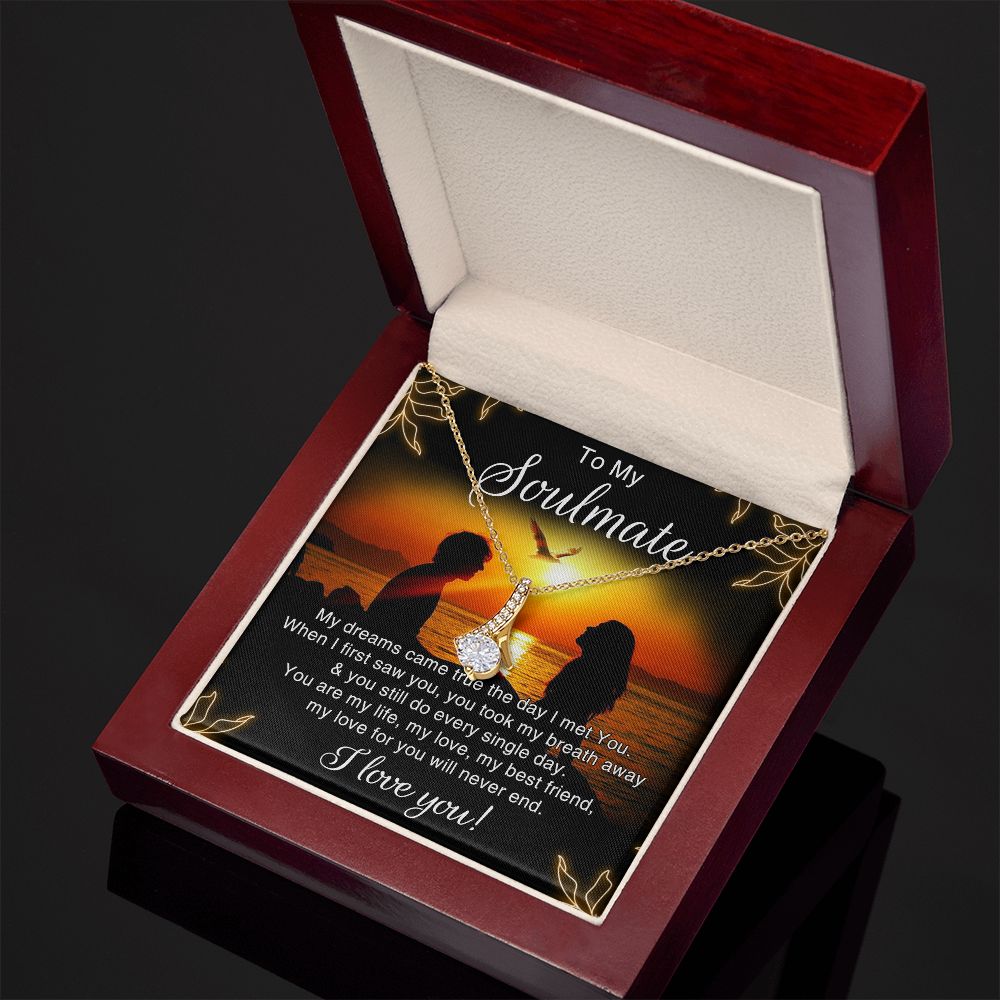 To My Soulmate Necklace for Women Birthday Christmas Jewelry Gifts For My Wife with Message Card Box Personalized Gift Present Pendant for Future Wife Soulmate Girlfriend Love 6 Alluring Beauty Necklace