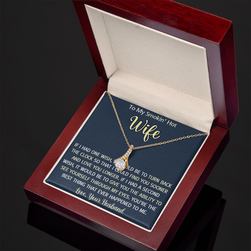 To My Smokin Hot Wife Necklace, Wedding Anniversary Jewelry For Women, Necklace For Wife from Husband, Gifts For Wife Birthday Gifts Necklace, Jewelry With Message Card In A Gift Box3 Alluring Beauty Necklace