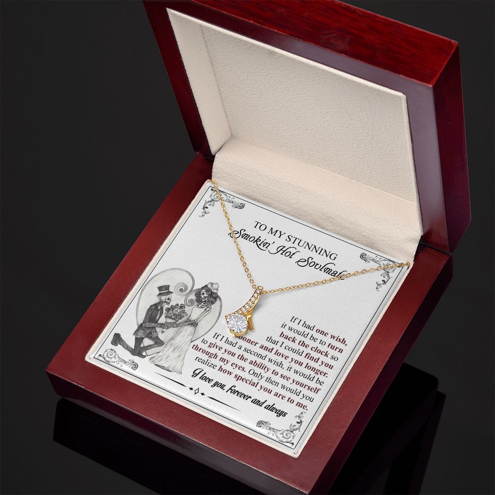 To My Soulmate Necklace for Women Birthday Valentines Day Jewelry Gifts For My Wife with Message Card Box Personalized Gift Present Pendant for Future Wife Soulmate Girlfriend Love 6 Alluring Beauty Necklace