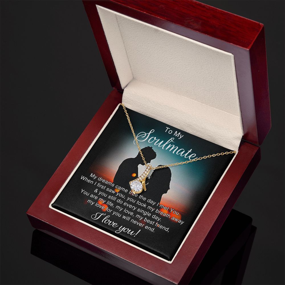 To My Soulmate Necklace for Women Birthday Christmas Jewelry Gifts For My Wife with Message Card Box Personalized Gift Present Pendant for Future Wife Soulmate Girlfriend Love 4 Alluring Beauty Necklace