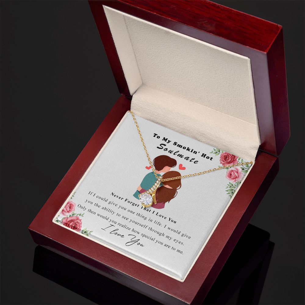 To My Smokin Hot Soulmate Necklace - Wife Gifts From Husband To My Wife Necklace, Gift for Her Romantic, Girlfriend Gifts Necklace for Wife from Men Includes Message Card and Gift Box Alluring Beauty Necklace