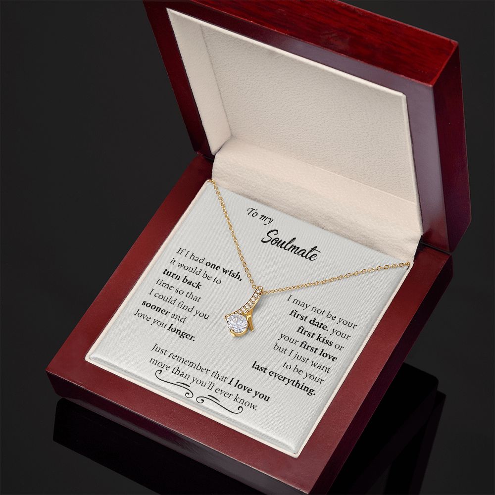 To My Soulmate Necklace for Women Birthday Christmas Jewelry Gifts For My Wife with Message Card Box Personalized Gift Present Pendant for Future Wife Soulmate Girlfriend Love 24 Alluring Beauty Necklace