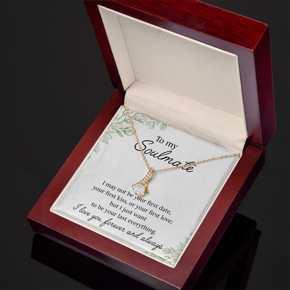 To My Soulmate Necklace for Women Birthday Christmas Jewelry Gifts For My Wife with Message Card Box Personalized Gift Present Pendant for Future Wife Soulmate Girlfriend Love 25 Alluring Beauty Necklace