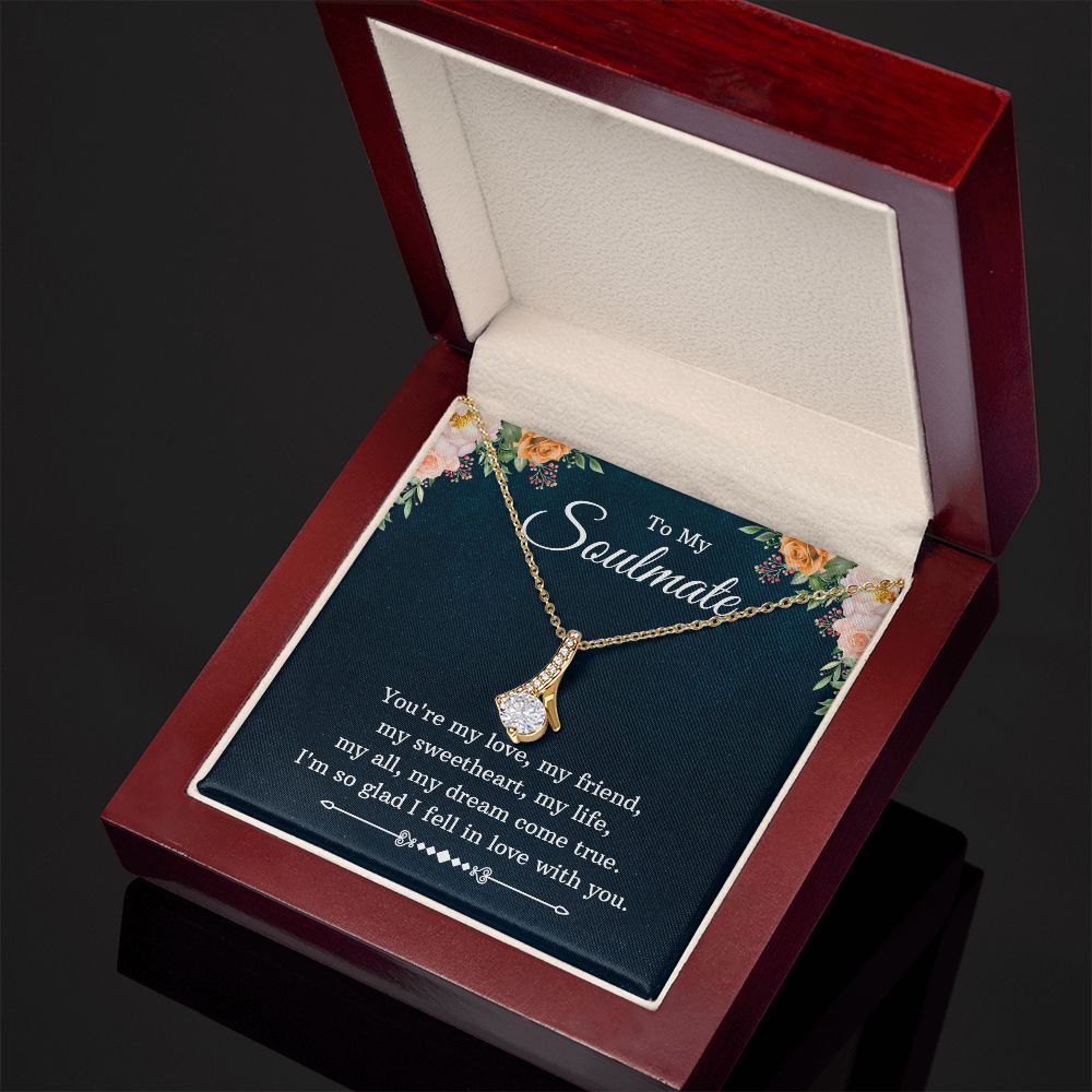 To My Soulmate Necklace for Women Birthday Christmas Jewelry Gifts For My Wife with Message Card Box Personalized Gift Present Pendant for Future Wife Soulmate Girlfriend Love 10 Alluring Beauty Necklace