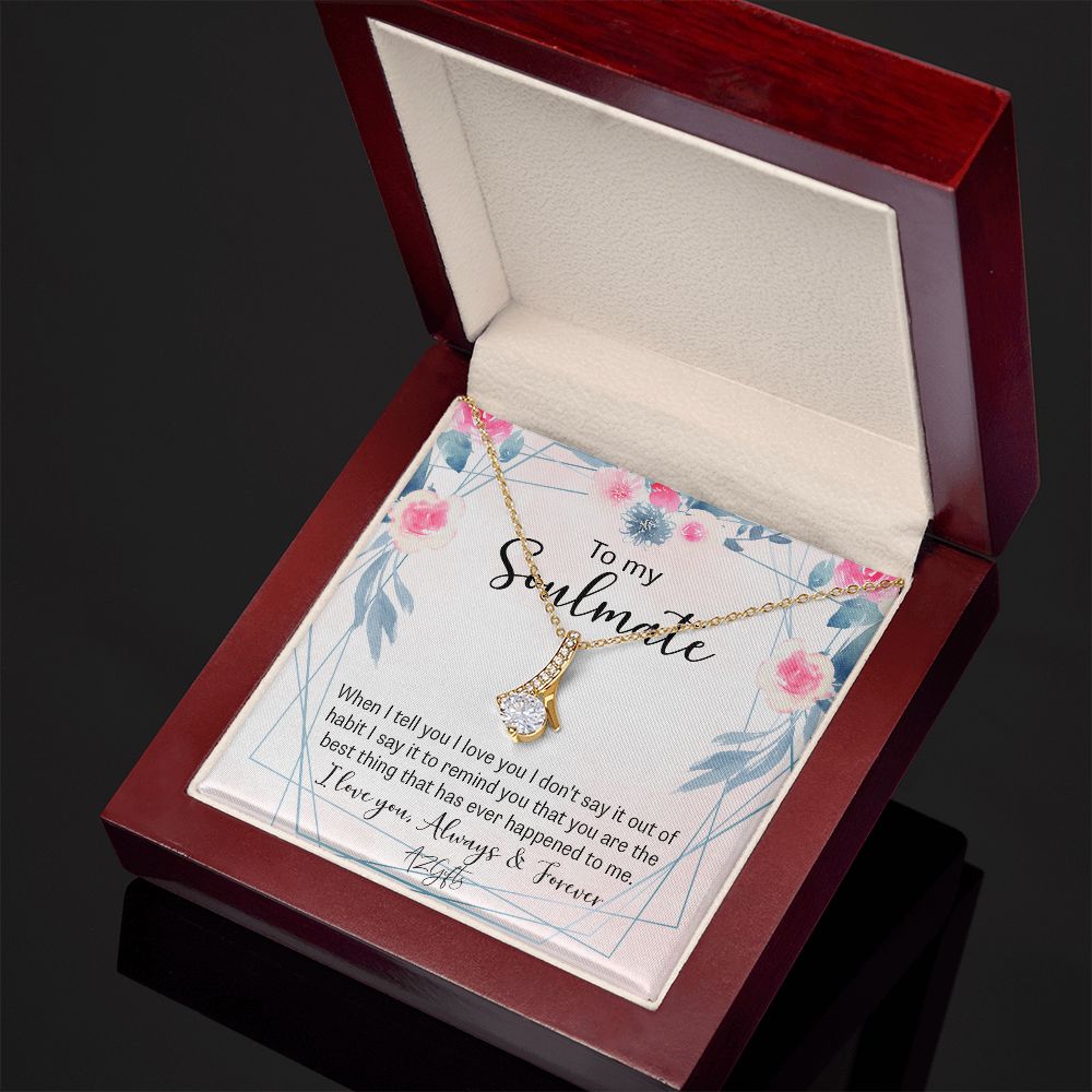 To My Soulmate Necklace for Women Birthday Christmas Jewelry Gifts For My Wife with Message Card Box Personalized Gift Present Pendant for Future Wife Soulmate Girlfriend Love Alluring Beauty Necklace