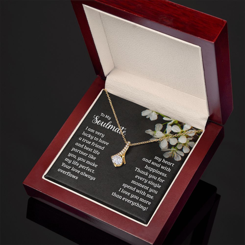 To My Soulmate Necklace for Women Birthday Christmas Jewelry Gifts For My Wife with Message Card Box Personalized Gift Present Pendant for Future Wife Soulmate Girlfriend Love 18 Alluring Beauty Necklace