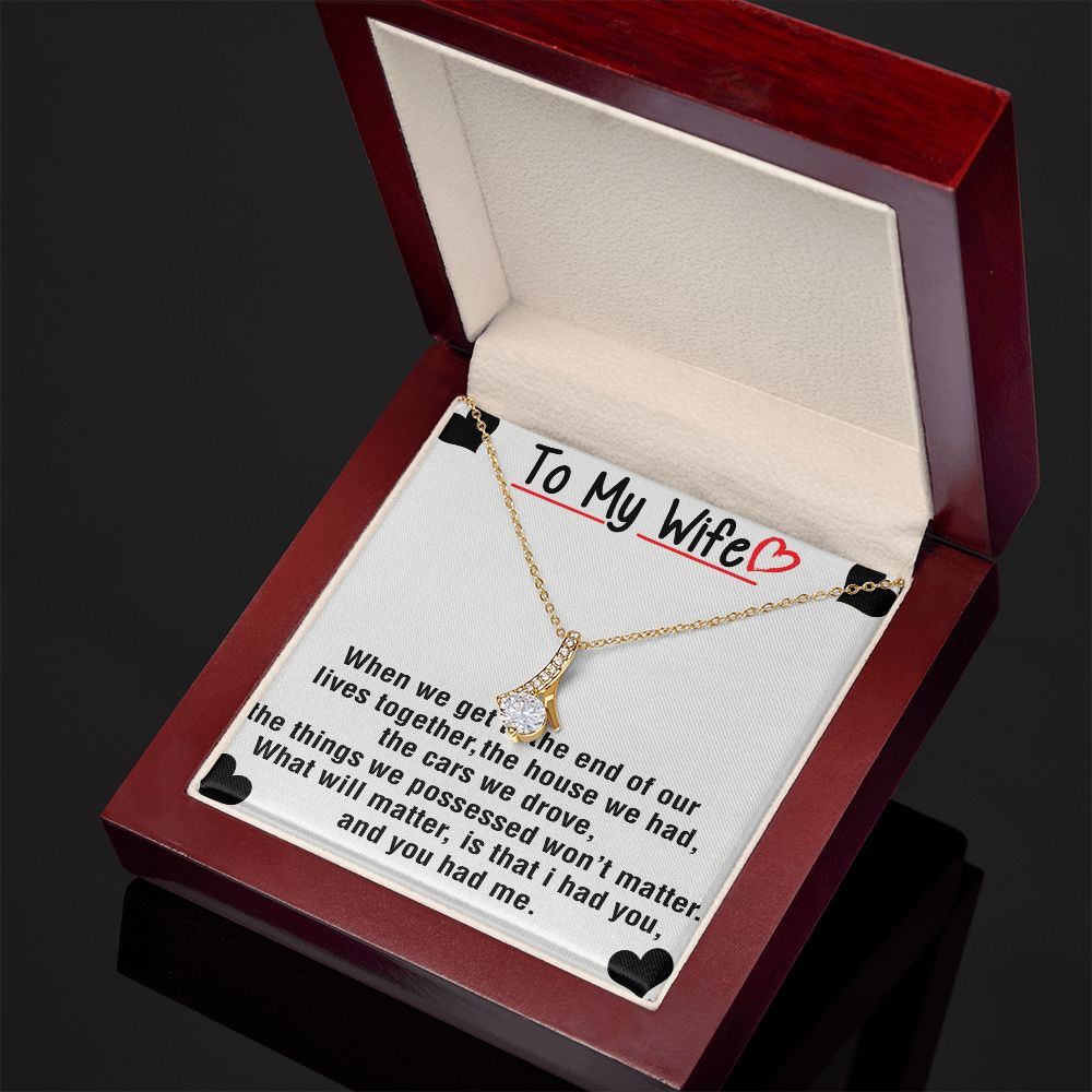 To My Wife Necklace from Husband, Personalized Necklace for Women, Luxury Necklace for Wife from Man Men, Wedding Anniversary Present For Wife, Beautiful Wife Jewelry Christmas Birthday Gift For Wife25 Alluring Beauty Necklace