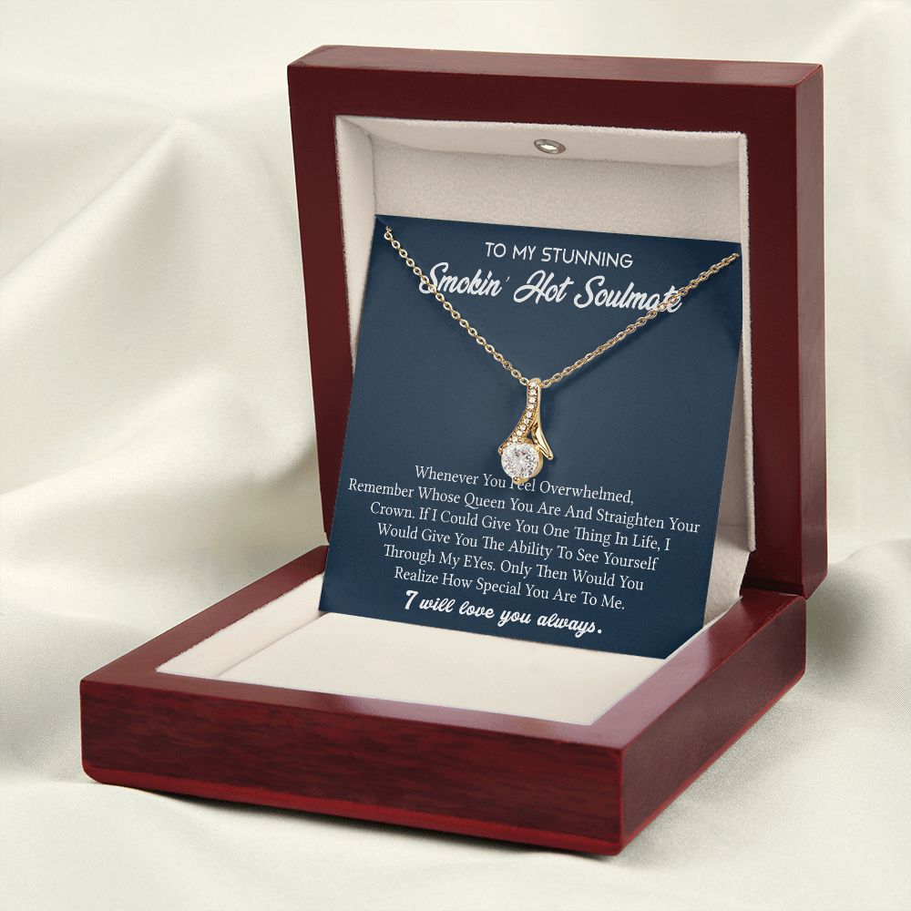 To My Soulmate Necklace for Women Birthday Valentines Day Jewelry Gifts For My Wife with Message Card Box Personalized Gift Present Pendant for Future Wife Soulmate Girlfriend Love 5 Alluring Beauty Necklace