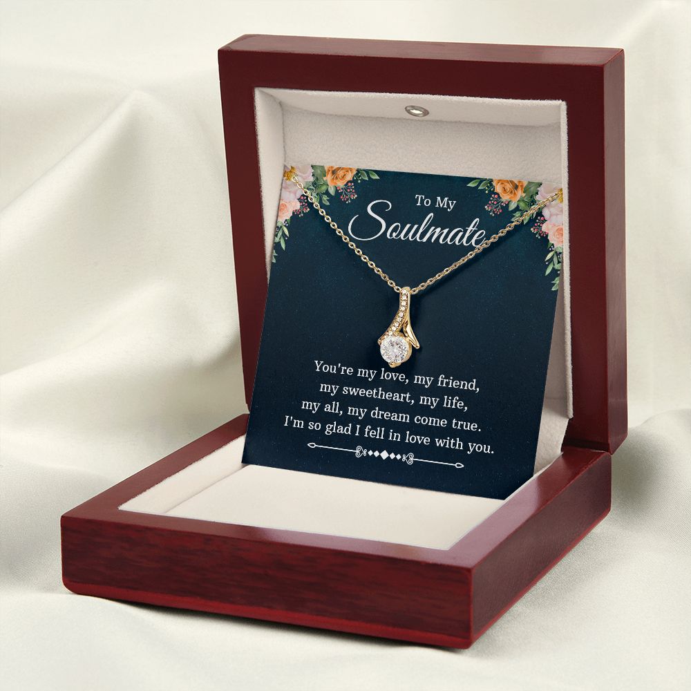 To My Soulmate Necklace for Women Birthday Christmas Jewelry Gifts For My Wife with Message Card Box Personalized Gift Present Pendant for Future Wife Soulmate Girlfriend Love 10 Alluring Beauty Necklace