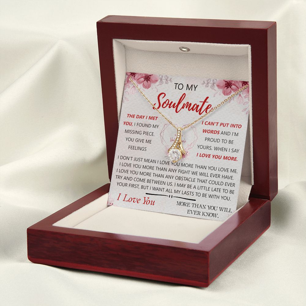 To My Soulmate Necklace for Women Birthday Christmas Jewelry Gifts For My Wife with Message Card Box Personalized Gift Present Pendant for Future Wife Soulmate Girlfriend Love 23 Alluring Beauty Necklace