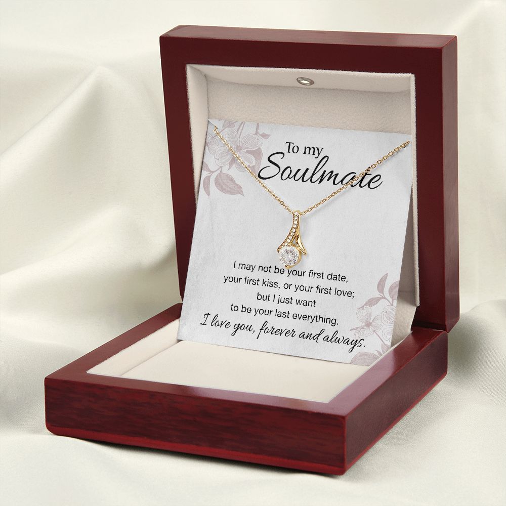 To My Soulmate Necklace for Women Birthday Valentines Day Jewelry Gifts For My Wife with Message Card Box Personalized Gift Present Pendant for Future Wife Soulmate Girlfriend Love 3 Alluring Beauty Necklace