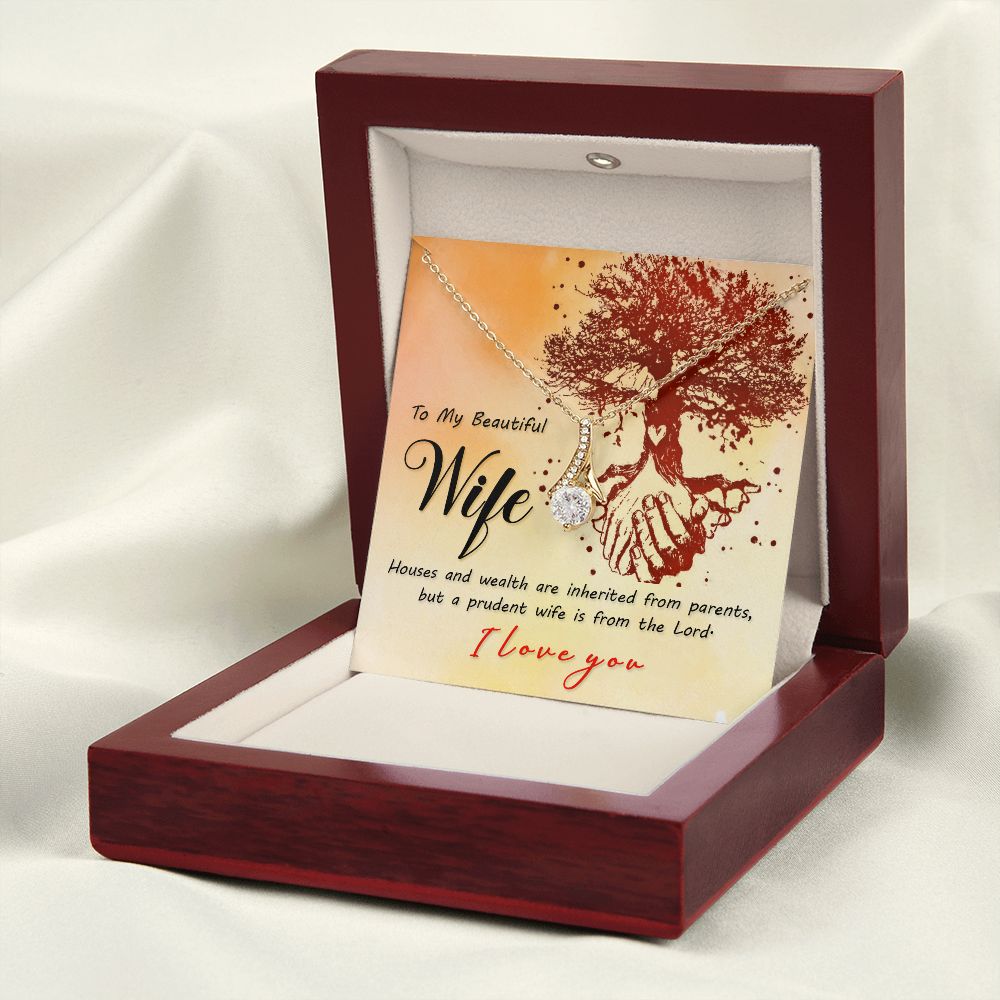 To My Beautiful Wife Necklace, Wedding Anniversary Jewelry For Women, Necklace For Wife from Husband, Gifts For Wife Birthday Gifts Necklace, Jewelry With Message Card In A Gift Box