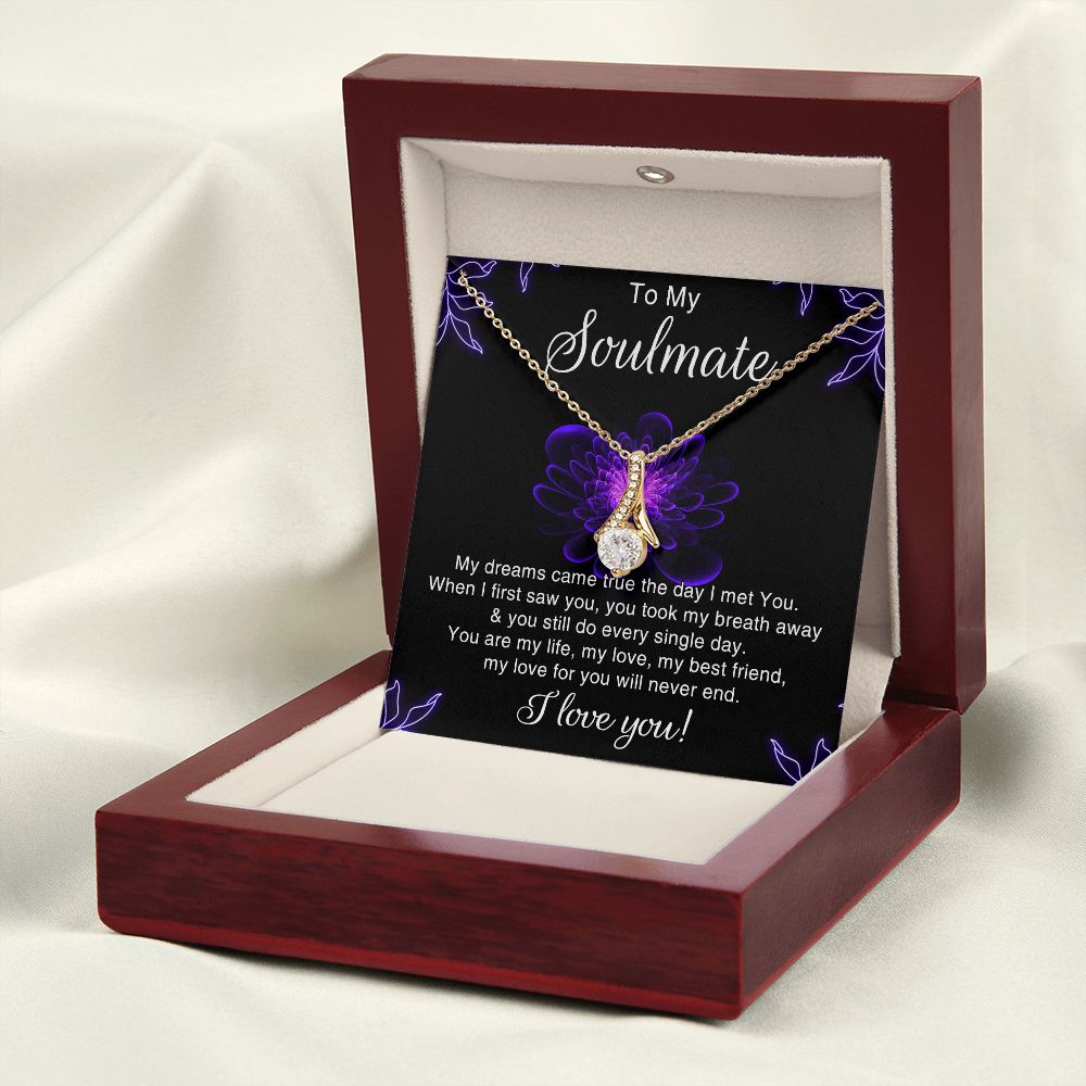 To My Soulmate Necklace for Women Birthday Christmas Jewelry Gifts For My Wife with Message Card Box Personalized Gift Present Pendant for Future Wife Soulmate Girlfriend Love 7 Alluring Beauty Necklace