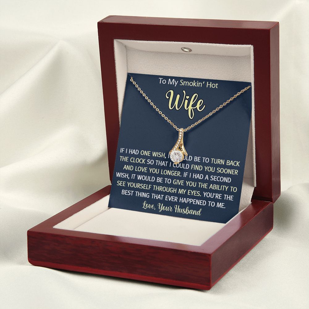 To My Smokin Hot Wife Necklace, Wedding Anniversary Jewelry For Women, Necklace For Wife from Husband, Gifts For Wife Birthday Gifts Necklace, Jewelry With Message Card In A Gift Box3 Alluring Beauty Necklace