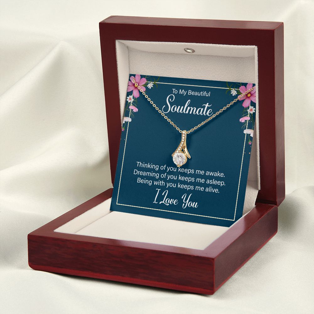 To My Soulmate Necklace for Women Birthday Christmas Jewelry Gifts For My Wife with Message Card Box Personalized Gift Present Pendant for Future Wife Soulmate Girlfriend Love 13 Alluring Beauty Necklace