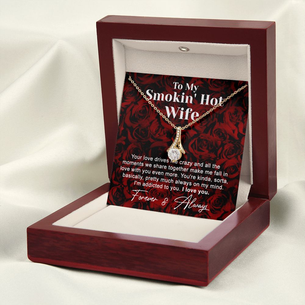 To My Smokin Hot Wife Necklace, Wedding Anniversary Jewelry For Women, Necklace For Wife from Husband, Gifts For Wife Birthday Gifts Necklace, Jewelry With Message Card In A Gift Box4 Alluring Beauty Necklace