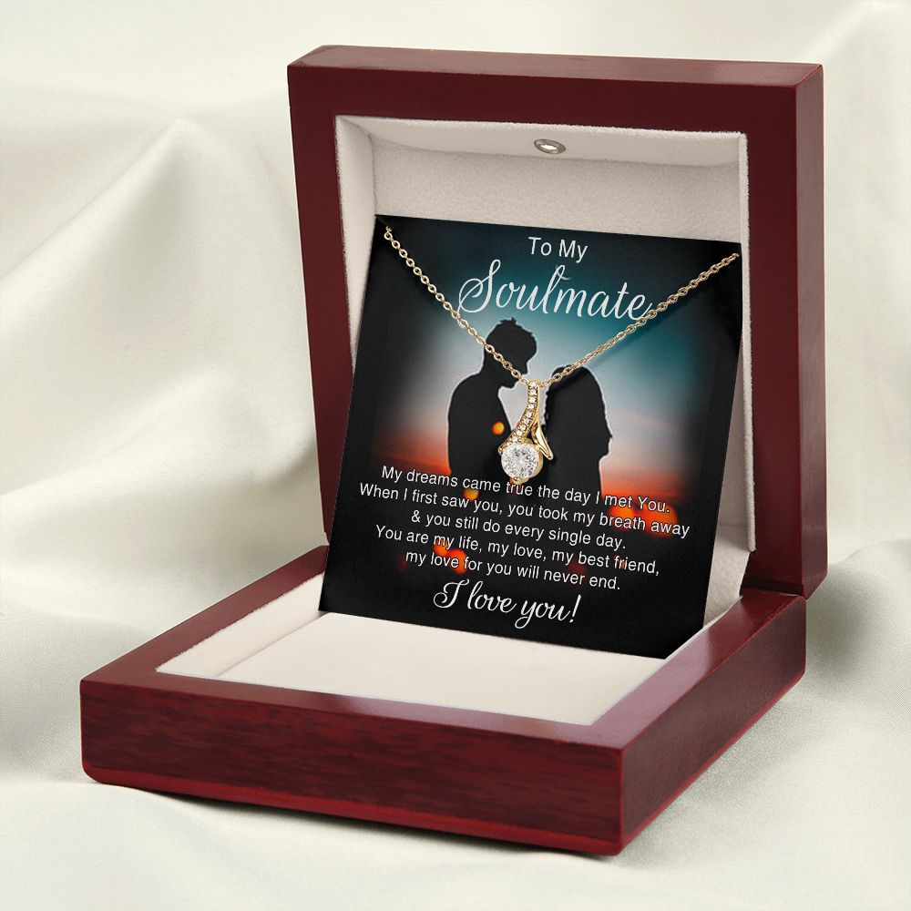 To My Soulmate Necklace for Women Birthday Christmas Jewelry Gifts For My Wife with Message Card Box Personalized Gift Present Pendant for Future Wife Soulmate Girlfriend Love 4 Alluring Beauty Necklace