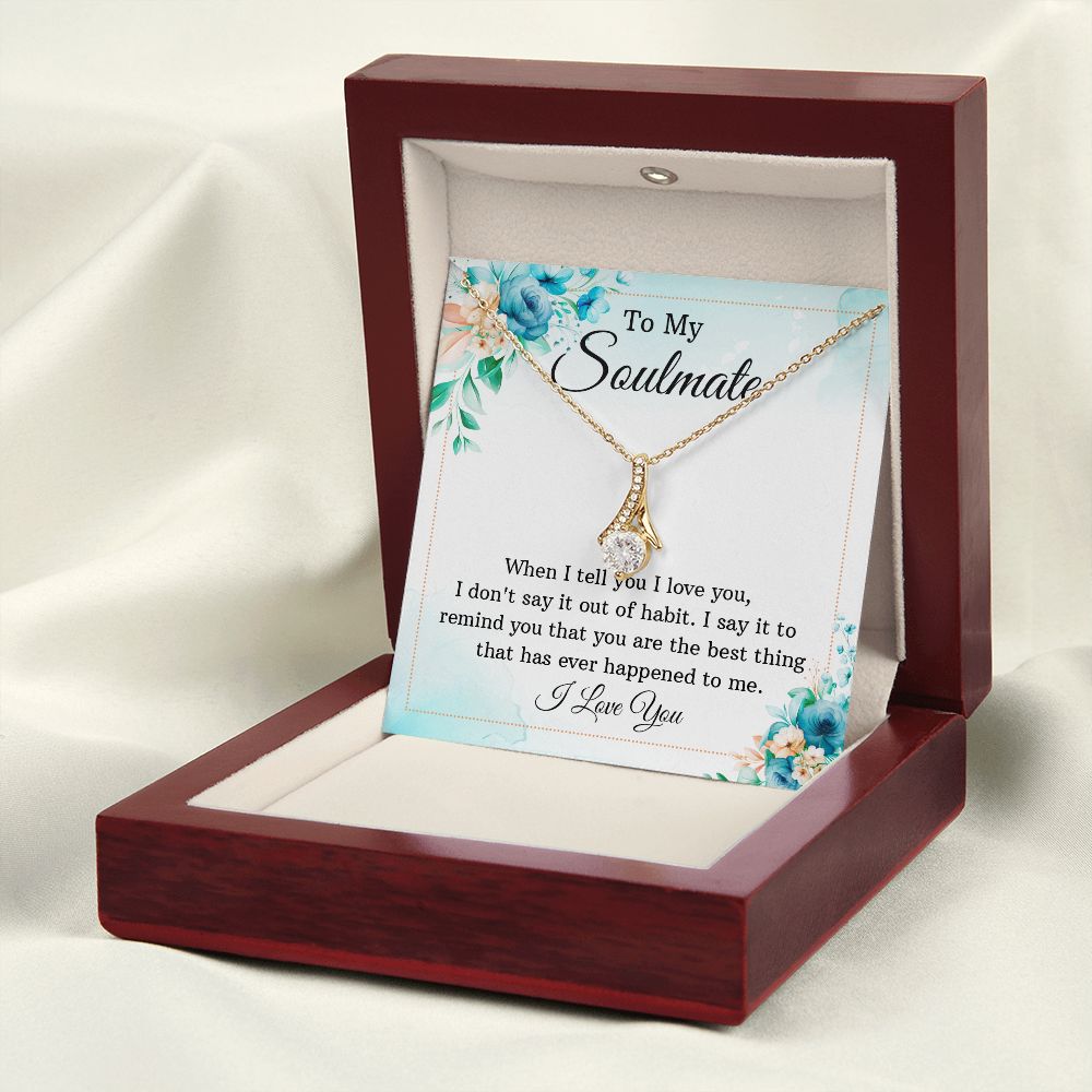 To My Soulmate Necklace for Women Birthday Christmas Jewelry Gifts For My Wife with Message Card Box Personalized Gift Present Pendant for Future Wife Soulmate Girlfriend Love 12 Alluring Beauty Necklace