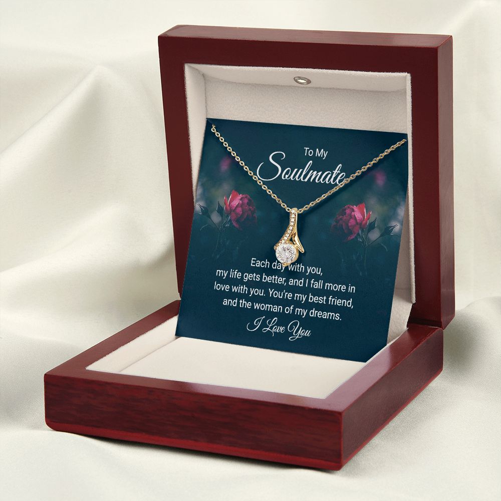 To My Soulmate Necklace for Women Birthday Christmas Jewelry Gifts For My Wife with Message Card Box Personalized Gift Present Pendant for Future Wife Soulmate Girlfriend Love 20 Alluring Beauty Necklace