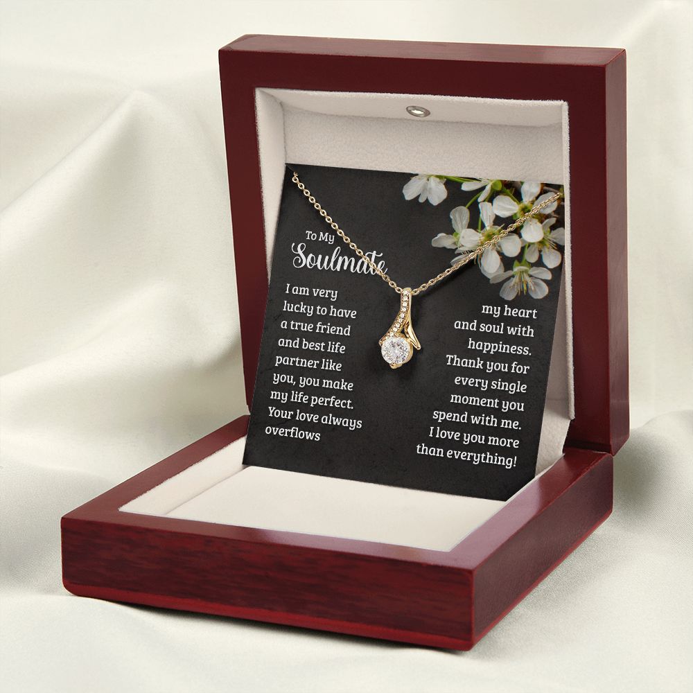 To My Soulmate Necklace for Women Birthday Christmas Jewelry Gifts For My Wife with Message Card Box Personalized Gift Present Pendant for Future Wife Soulmate Girlfriend Love 18 Alluring Beauty Necklace