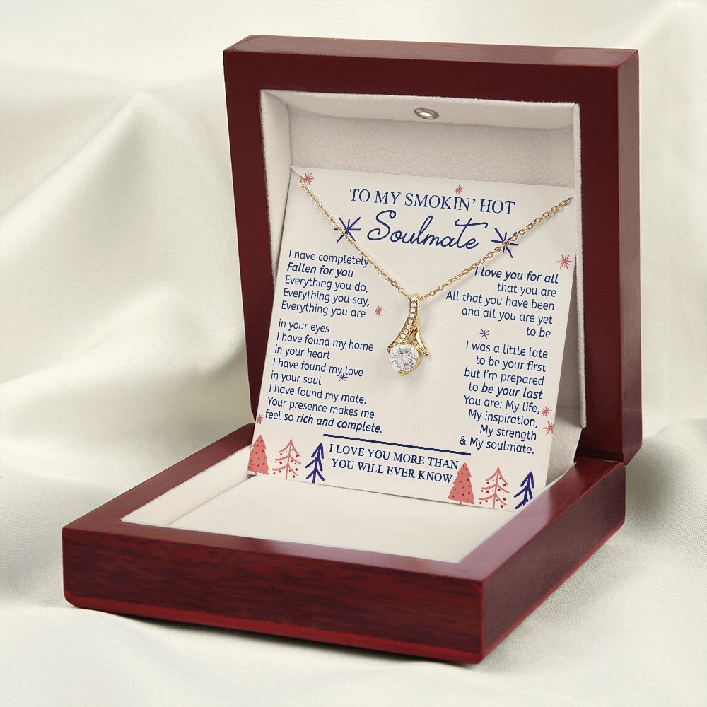 To My Smokin Hot Soulmate Necklace - Wife Gifts From Husband To My Wife Necklace, Gift for Her Romantic, Girlfriend Gifts Necklace for Wife from Men Includes Message Card and Gift Box 16 Alluring Beauty Necklace