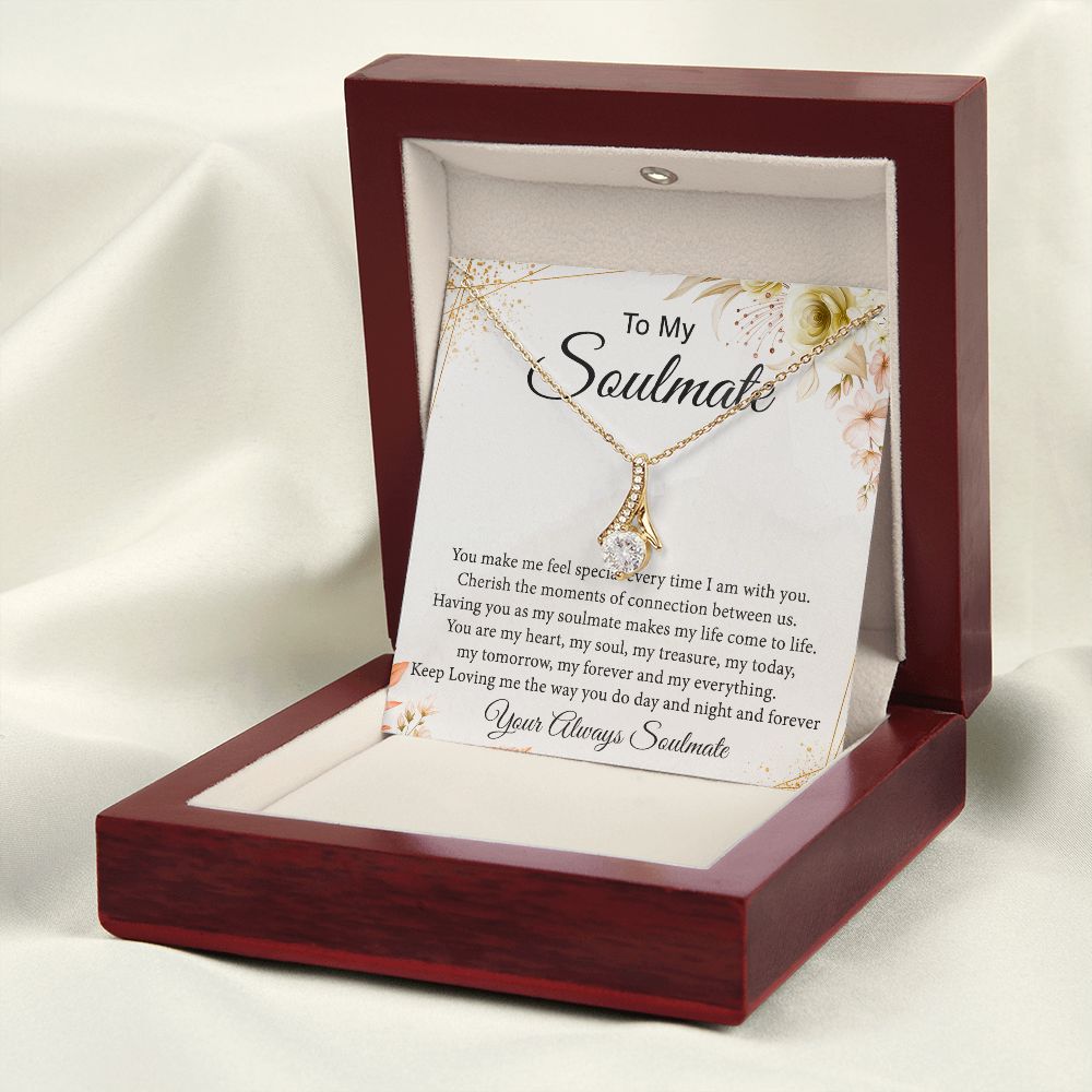 To My Soulmate Necklace for Women Birthday Christmas Jewelry Gifts For My Wife with Message Card Box Personalized Gift Present Pendant for Future Wife Soulmate Girlfriend Love 26 Alluring Beauty Necklace