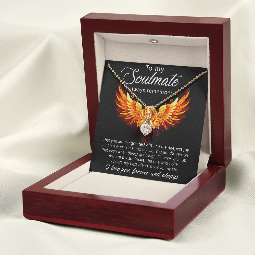 To My Soulmate Necklace for Women Birthday Christmas Jewelry Gifts For My Wife with Message Card Box Personalized Gift Present Pendant for Future Wife Soulmate Girlfriend Love 22 Alluring Beauty Necklace