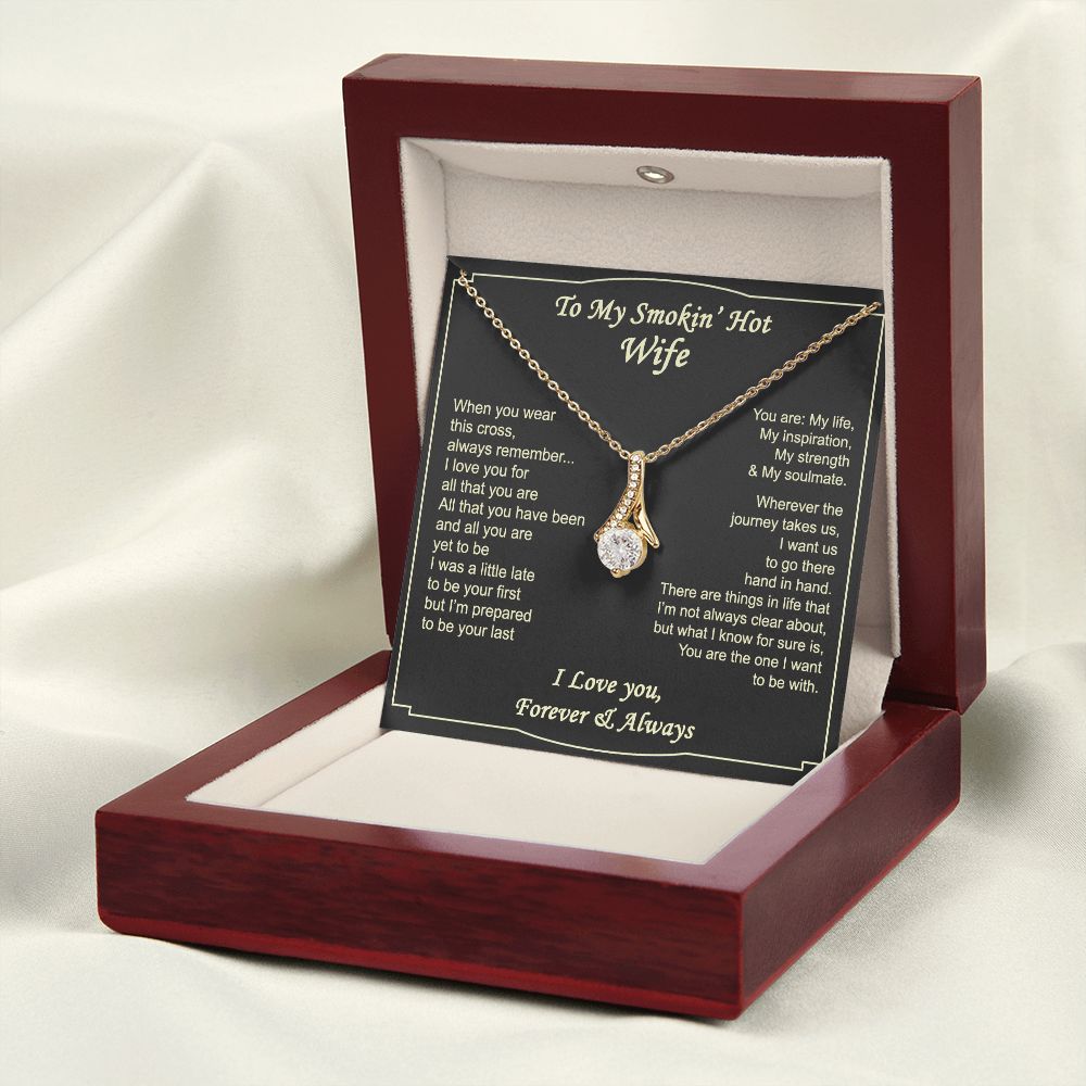 To My Smokin Hot Wife Necklace, Wedding Anniversary Jewelry For Women, Necklace For Wife from Husband, Gifts For Wife Birthday Gifts Necklace, Jewelry With Message Card In A Gift Box2 Alluring Beauty Necklace