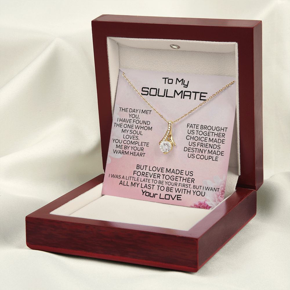 To My Soulmate Necklace for Women Birthday Christmas Jewelry Gifts For My Wife with Message Card Box Personalized Gift Present Pendant for Future Wife Soulmate Girlfriend Love 2 Alluring Beauty Necklace