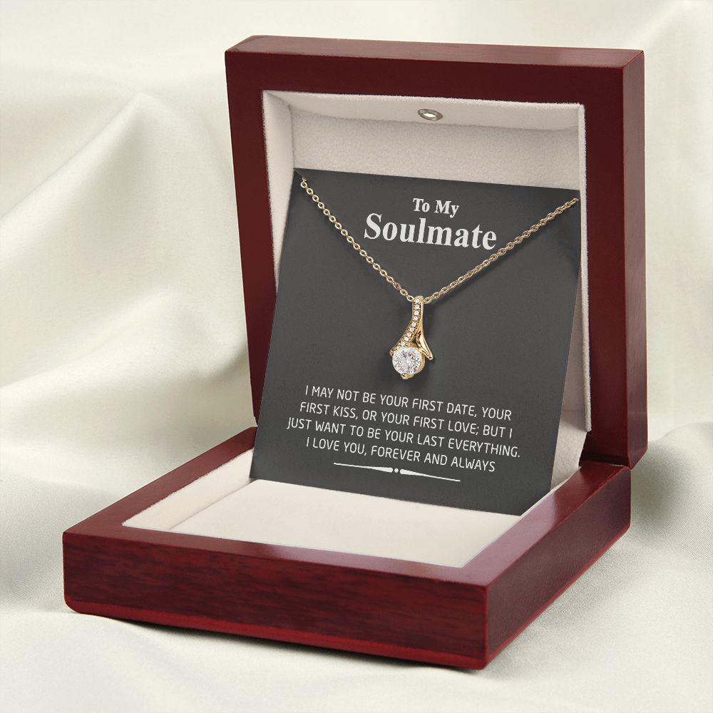 To My Soulmate Necklace for Women Birthday Valentines Day Jewelry Gifts For My Wife with Message Card Box Personalized Gift Present Pendant for Future Wife Soulmate Girlfriend Love 2 Alluring Beauty Necklace