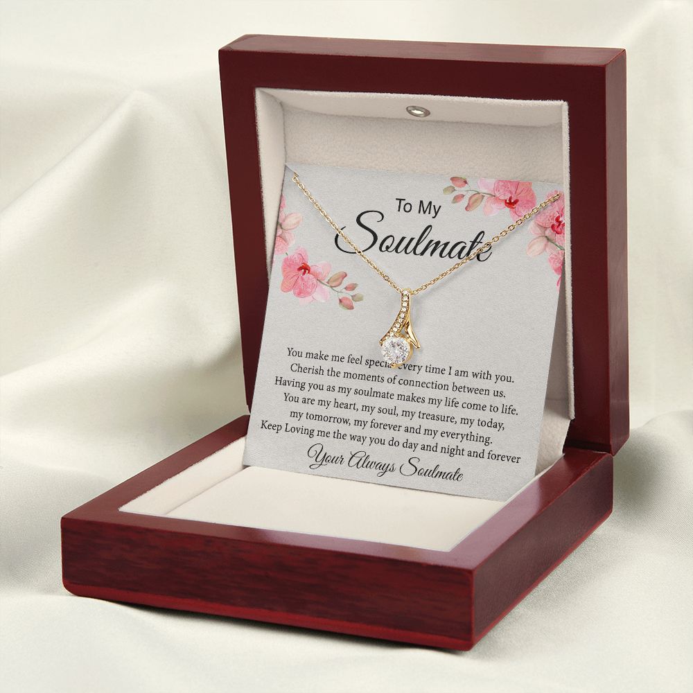 To My Soulmate Necklace for Women Birthday Christmas Jewelry Gifts For My Wife with Message Card Box Personalized Gift Present Pendant for Future Wife Soulmate Girlfriend Love 27 Alluring Beauty Necklace