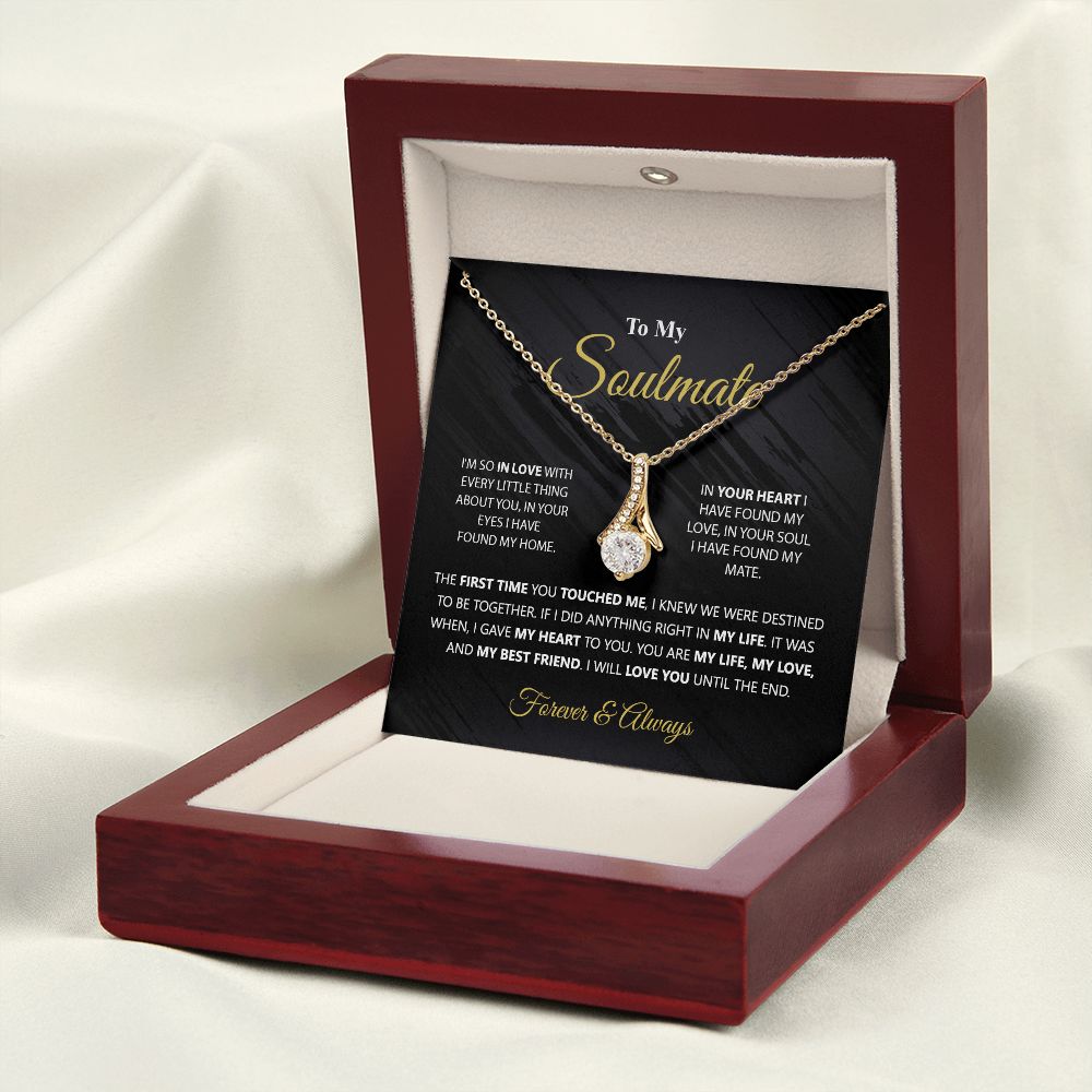 To My Soulmate Necklace for Women Birthday Christmas Jewelry Gifts For My Wife with Message Card Box Personalized Gift Present Pendant for Future Wife Soulmate Girlfriend Love 1 Alluring Beauty Necklace