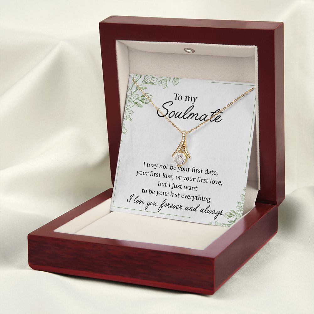 To My Soulmate Necklace for Women Birthday Christmas Jewelry Gifts For My Wife with Message Card Box Personalized Gift Present Pendant for Future Wife Soulmate Girlfriend Love 25 Alluring Beauty Necklace