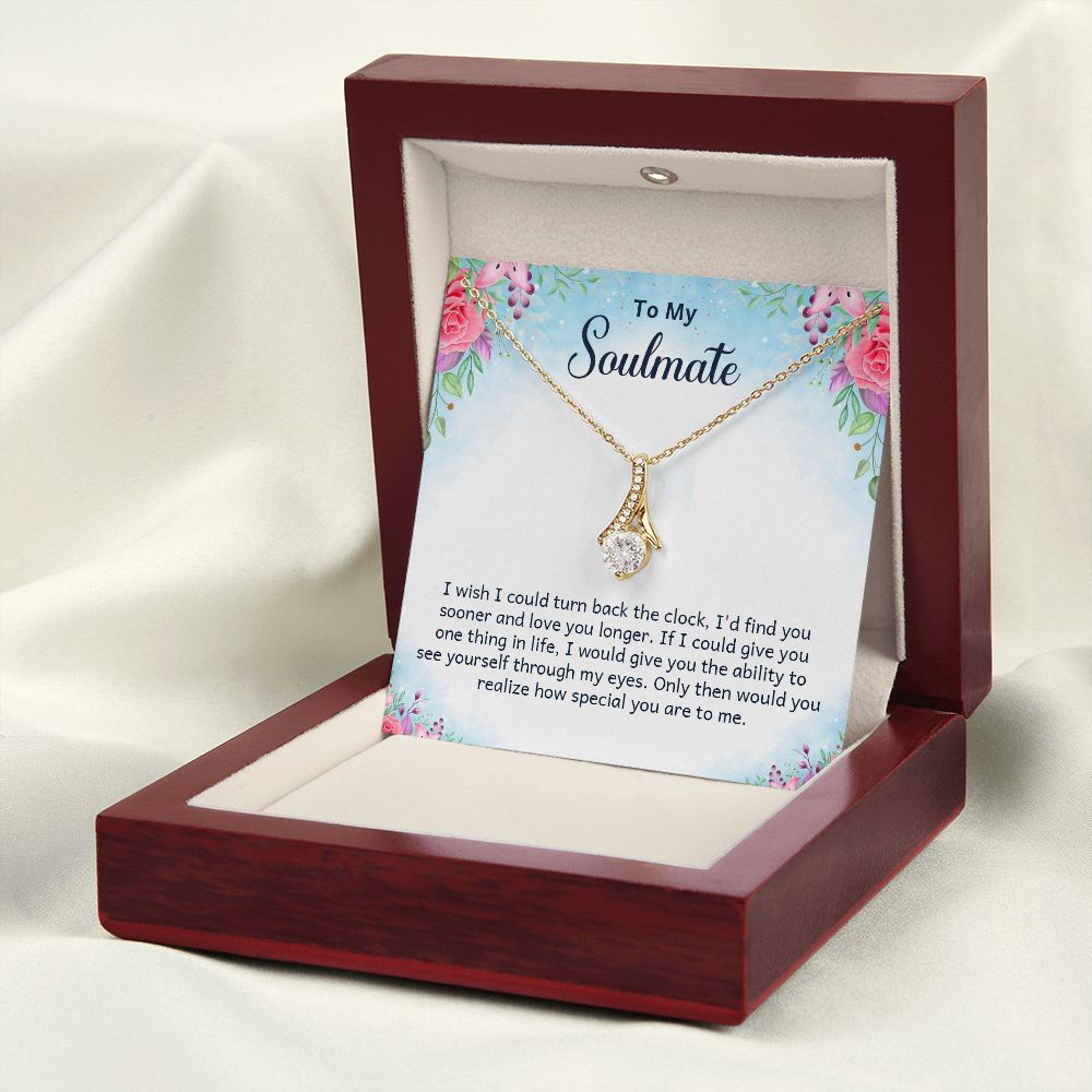To My Soulmate Necklace for Women Birthday Christmas Jewelry Gifts For My Wife with Message Card Box Personalized Gift Present Pendant for Future Wife Soulmate Girlfriend Love 17 Alluring Beauty Necklace