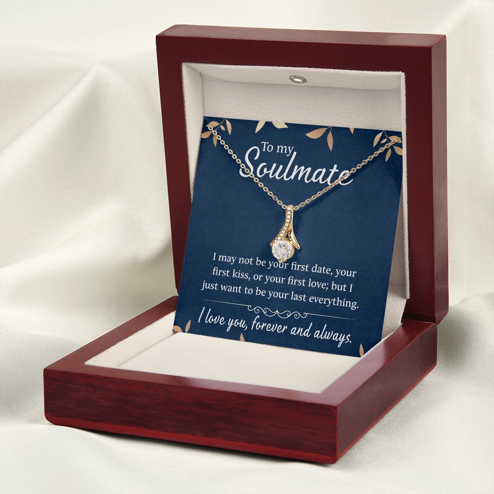 To My Soulmate Necklace for Women Birthday Christmas Jewelry Gifts For My Wife with Message Card Box Personalized Gift Present Pendant for Future Wife Soulmate Girlfriend Love 21 Alluring Beauty Necklace