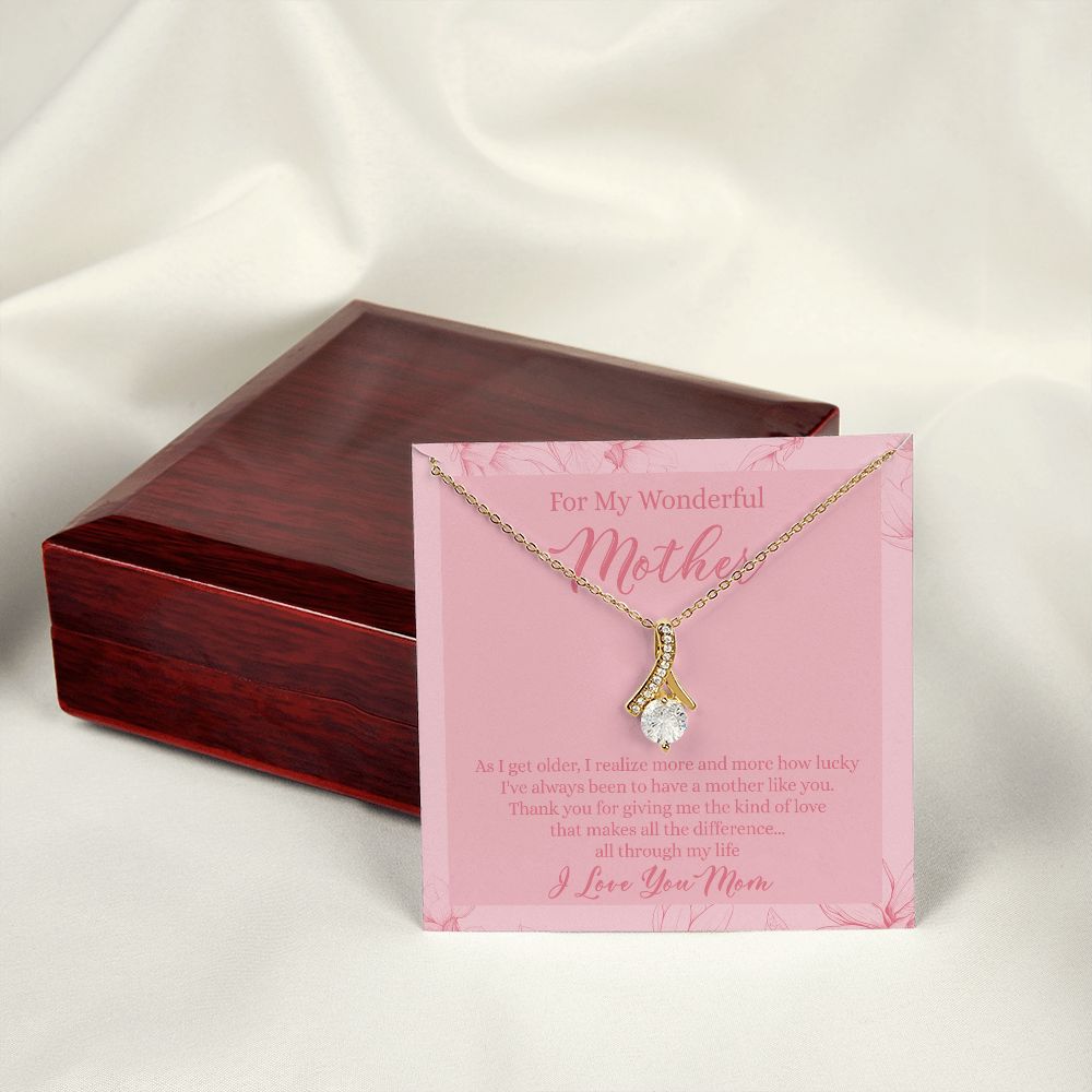 To My Wonderful Mother Necklace Message Card, Gift Box for Mom Birthday Gift From Daughter Mothers Day Necklace for Mom Gift From Daughter Mom Gifts For Wedding Mom Thank You Gift For Mom Alluring Beauty Necklace