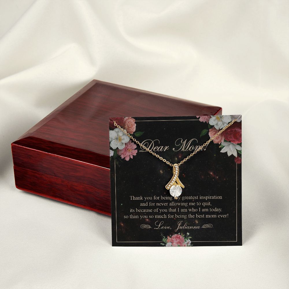 To My Mom Necklace, Gift For Mom On Mother's Day Thank You Mom Gifts From Kids Mom Julianna Alluring Beauty Necklace
