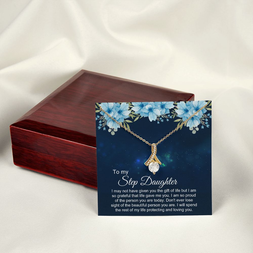 Bonus Daughter Gifts From Stepdad, Step Daughter Gifts From Stepmom, Stepdaughter Gifts From Stepdad, Father Stepdaughter Necklace, To My Bonus Daughter Necklaces, Christmas Gifts For Bonus3 Alluring Beauty Necklace